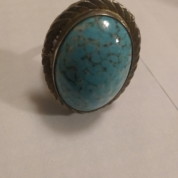 Vintage Large Mexico silver turquoise ring - Picture 8 of 8
